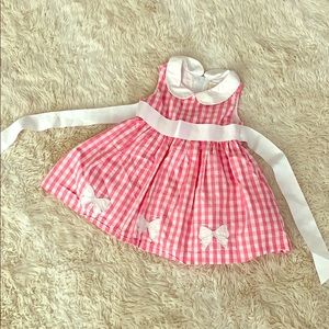 CHILDREN’S PLACE Toddler Girl Pink & White Gingham Short Sleeve Dress Sz 12-18M